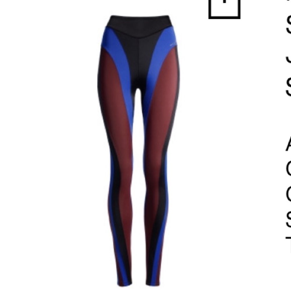 Women's Blue and Black Colorblock Leggings
